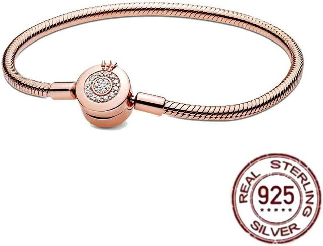 DR-Jewelry Kette 925 Silber, herzförmige Krone, Schlangenknochen, schwarz, Damen, 18cm - Bild 1