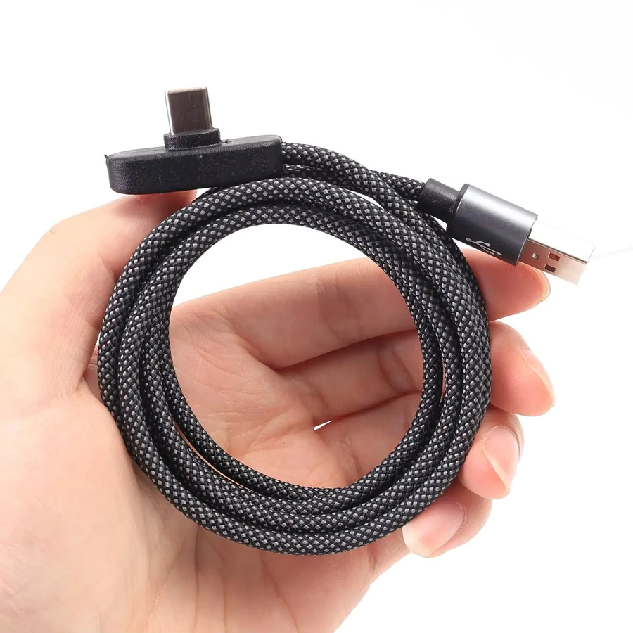 100W USB Typ-C Schnellladekabel mit 90 Grad Winkel in Schwarz für Samsung, Xiaomi, Huawei und Google - Bild 5