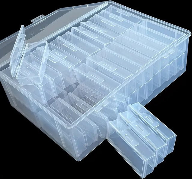 48 transparente Kunststoffboxen zur Organisation von Schmuck und Kleinteilen, B/T/H: 48 x 32 x 10 cm - Bild 1