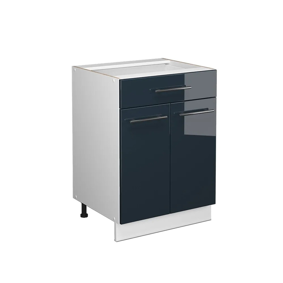 Vicco Küchenunterschrank Fame-Line Schubunterschrank Hochglanz Weiß Dunkelblau Breite: 60 cm - Bild 3