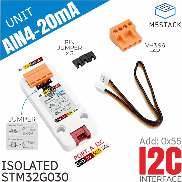 M5Stack Analog zu I2C Einheit mit 4 - 20 mA Eingang STM32G030 in Weiß - Bild 1