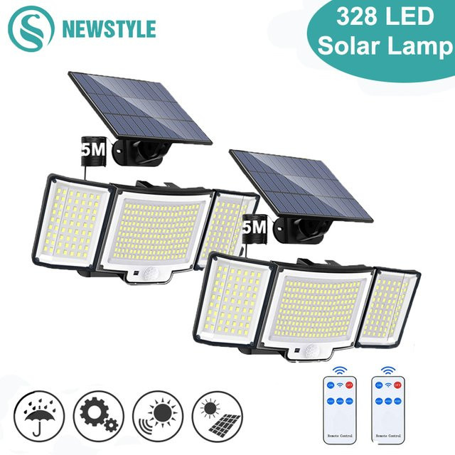 Solar LED Wandlampe für Outdoor und Garten mit Bewegungssensor, IP65 wasserdicht, SMD Strahler in Schwarz oder Weiß - Bild 1