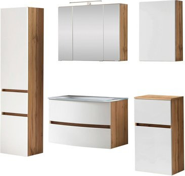 HELD MÖBEL Waschtisch-Set KOPENHAGEN in Weiss, 8-teilig, modern mit LED-Beleuchtung und Soft-Close-Türen, B/T/H: 180 x 40 x 85 cm - Bild 1