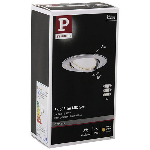 Paulmann Coin Slim LED-Einbauleuchte 3er Set, dimmbar, silberfarben - Bild 2