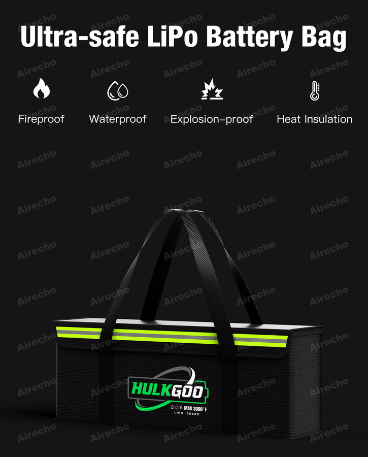 Feuerfeste und wasserdichte E-Bike-Batterietasche für Lipo-Akkus in Schwarz, B/T/H: 49 x 10,9 x 17,8 cm - Bild 2