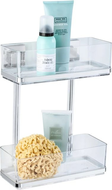 Wenko Vacuum-Loc Wandregal Quadro aus Edelstahl in Silber glänzend mit 2 Etagen - Bild 1