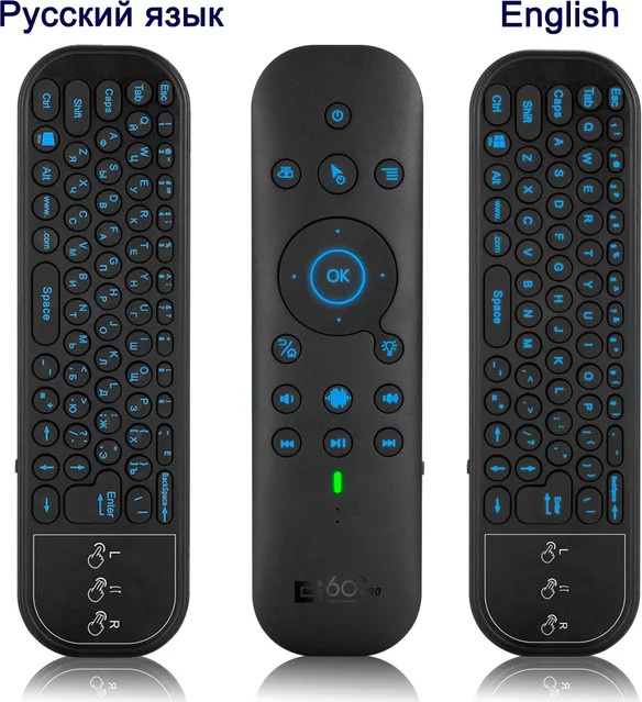 OLOEY G60S Pro BT5 0,2 Dual Mode Wireless Air Mouse mit IR-Lernen, Sprachsteuerung und Hintergrundbeleuchtung für Android TV Box, Schwarz - Bild 1