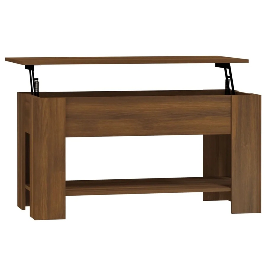 vidaXL Couchtisch in Braun mit Eichen-Optik, moderner Couchtisch aus Holzwerkstoff mit Lift-up-Funktion, B: 101 cm, T: 49 cm, H: 52 cm - Bild 2