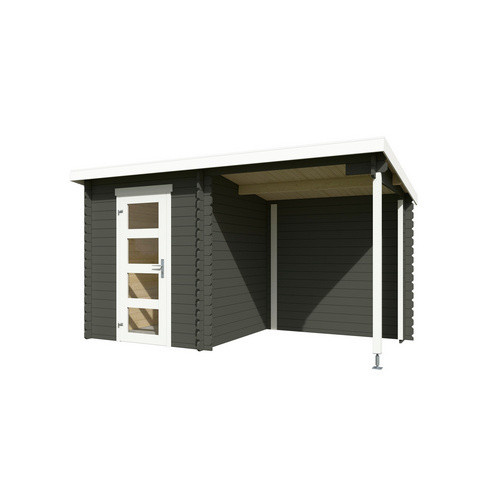 Lasita Gartenhaus Jelle Plus mit Flachdach in Grau-Grün lasiert, B/T/H: 390 x 211 x 213,1 cm - Bild 3