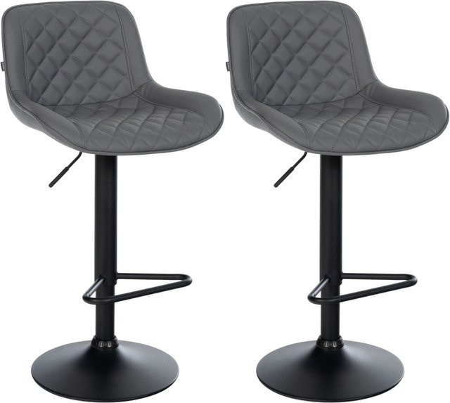 DELUKE 2er Set Barhocker KUHAR in Grau aus Kunstleder, höhenverstellbare Barstühle mit Lehne und 360 Grad Drehbarkeit, B/T/H: 50 x 52 x 84 cm - Bild 1