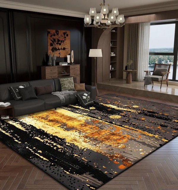 Karpetti Wohnzimmerteppich mit abstraktem Design in Gold und Multicolour, weich und rutschfest, B/T: 160 x 120 cm - Bild 1