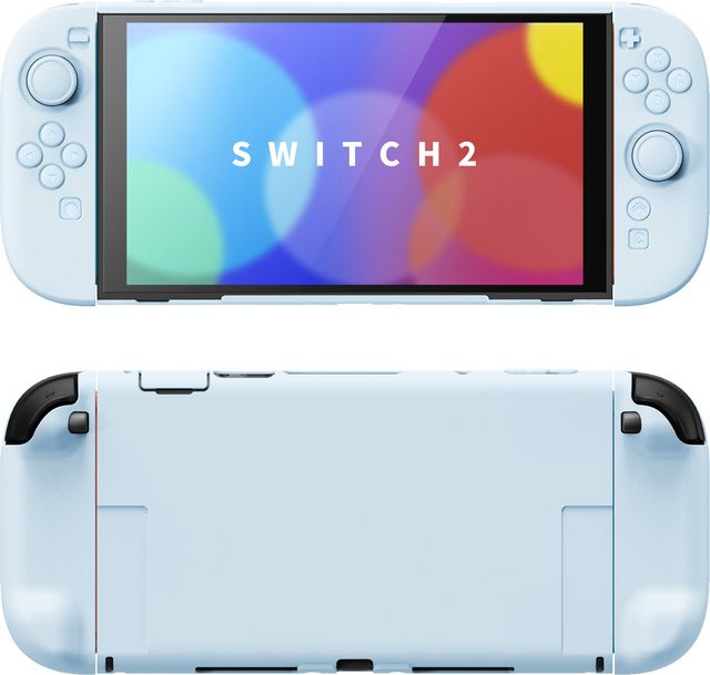 PlayVital Schutzhülle für Nintendo Switch 2 in Weiß und Blau mit kratzfester Hartschale, aufsteckbarer Griffabdeckung und klappbarem Ständer - Bild 1