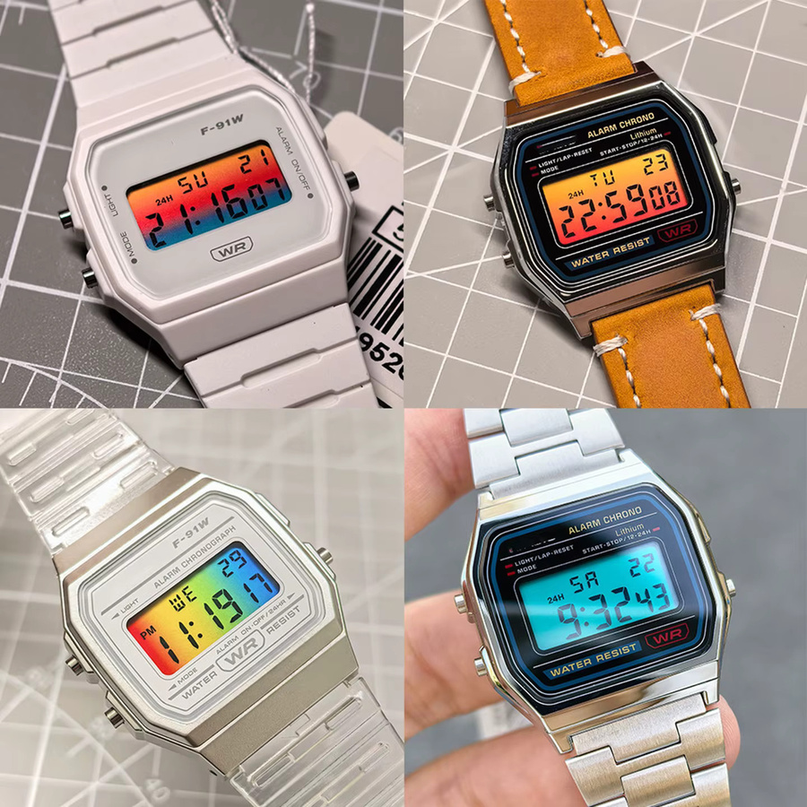 MEIKEJIA Bildschirm Modifikation Aufkleber, Regenbogen Gradienten, Casio F-91W/A158W/A159W Serie Zubehör - Bild 2