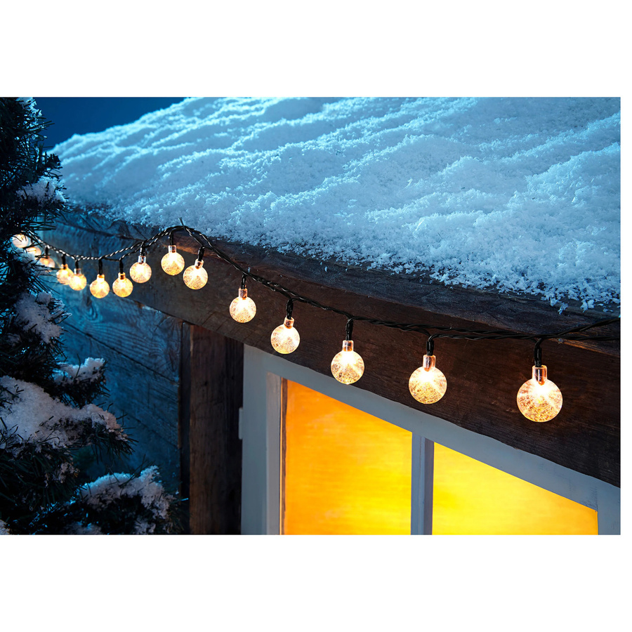 Solar-Lichterkette Schneebälle von viva domo in Schwarz und Transparent mit warmweißem LED-Licht - Bild 2