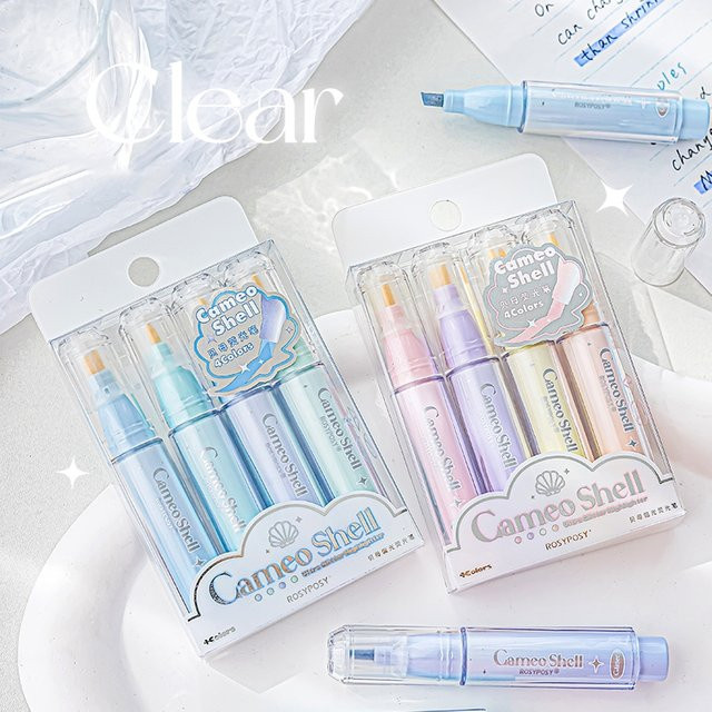 4-teiliges Set kissbuty Textmarker in transparenten Multicolour-Farben, Mini-Größe zum Zeichnen und Malen - Bild 1