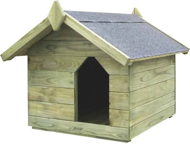 vidaXL Hundehütte aus imprägniertem Kiefernholz in Grün mit wetterfestem, abnehmbarem Dach - Bild 1