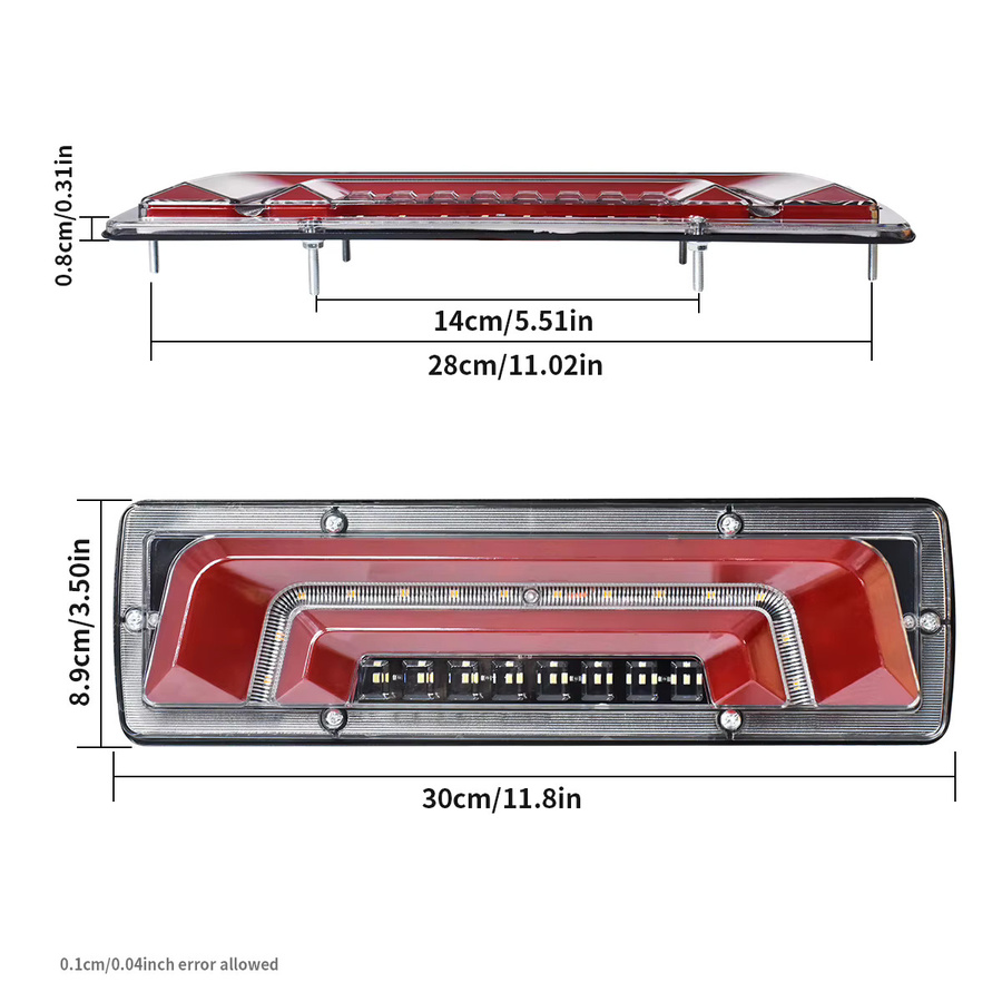 Multifunktionale LED-LKW-Rückleuchte in Rot mit Bremslicht, Rückfahrlicht und Stream-Blinker für PKW, LKW und Anhänger - Bild 4
