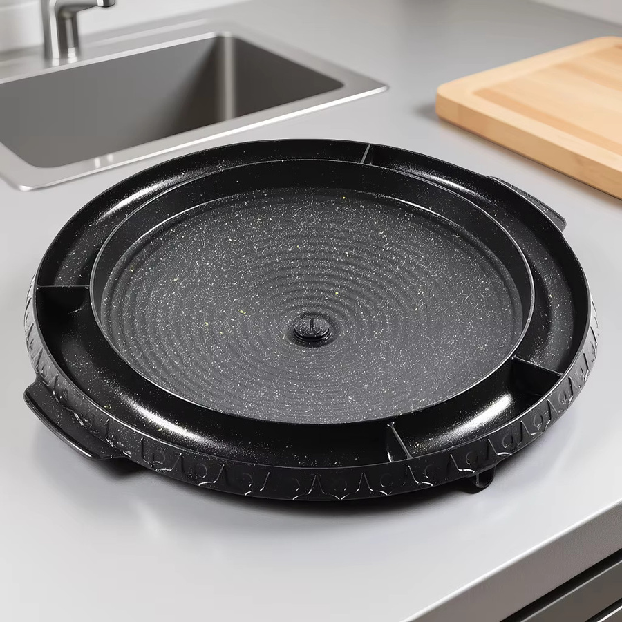 KOSUN Antihaftbeschichtete Runde Grillpfanne aus Aluminium in Schwarz für Innen- und Außenbereich - Bild 3