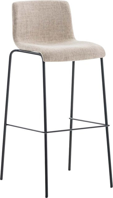 TPFLiving Barhocker Hope mit 4-Fuß-Gestell in Schwarz und Creme-farbenem Stoff - Bild 1