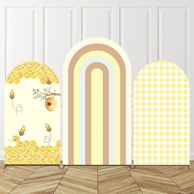 Yeele Little Bee Geburtstags-Bogen-Abdeckung mit Honigbienen-Motiv in Gelb aus Polyester - Bild 1