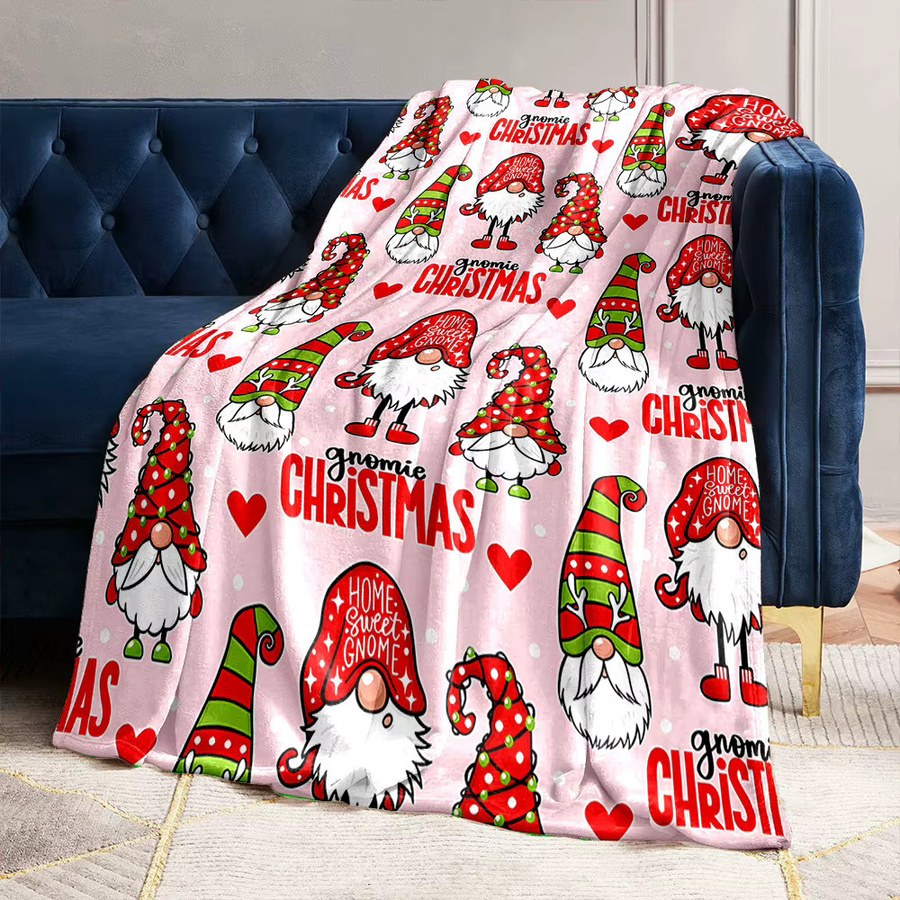 Gemütliche Flanelldecke mit Weihnachtszwerg Motiv aus Polyester für Erwachsene - Bild 2