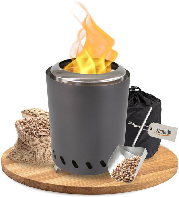 Lemodo Tischkamin Anthrazit für Pellets aus Edelstahl - Bild 1