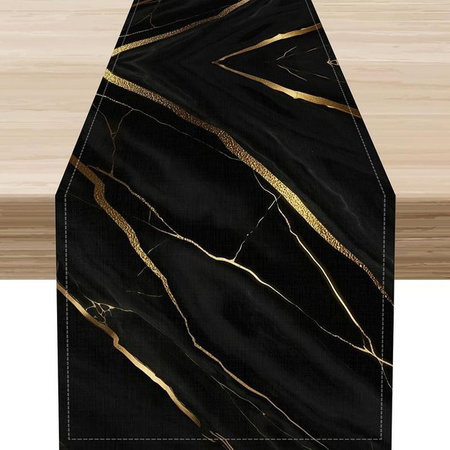 Tischläufer JINGYUE Pet mit schwarzem Goldmarmor-Muster in Beige und Schwarz, B/H: 40 x 140 cm