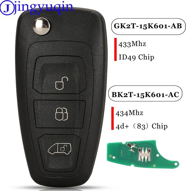 Jingyuqin Ersatz-Autoschlüsselfernbedienung für Ford Transit Custom, Farbe: Schwarz, GK2T-15K601-AB BK2T-15K601-AC, 434 433MHz, ID49 4D83 Chip - Bild 1