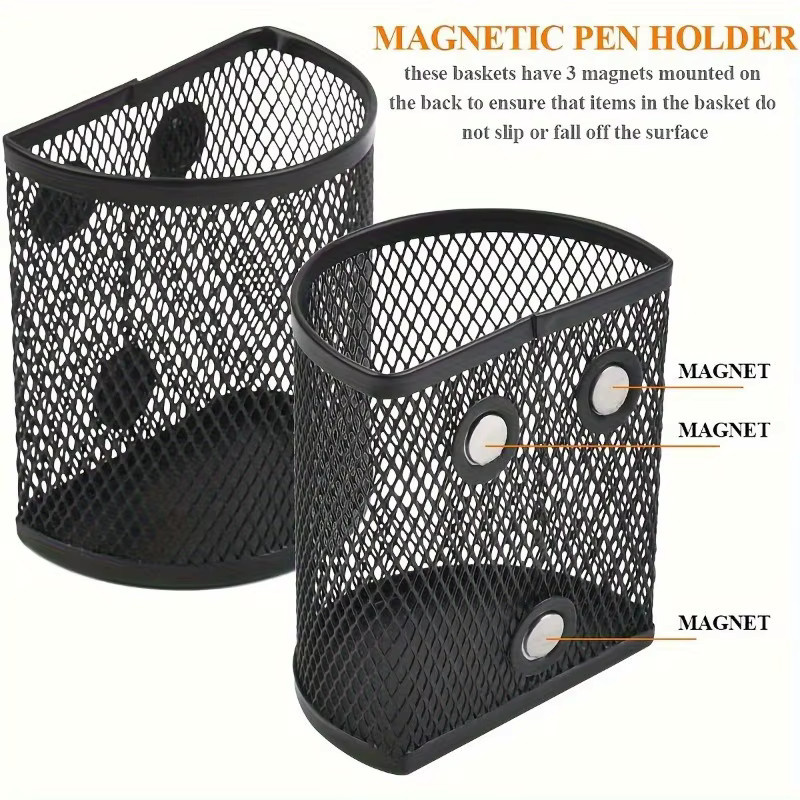 2er-Set magnetischer Eisen-Aufbewahrungskorb in Schwarz, halbkreisförmiger Organizer aus Metall für Kühlschrank, Büro und Zuhause - Bild 4