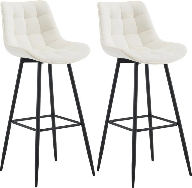CLP 2er Set Barhocker Dartford modern in Creme mit Samtbezug - Bild 1