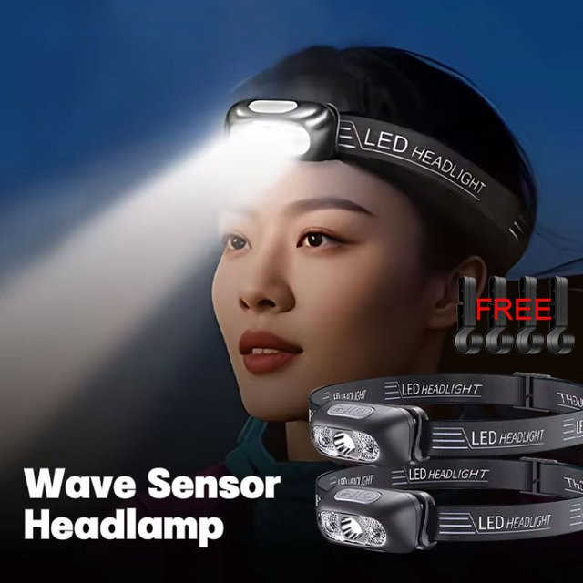 Heinast Mini Ultra-helle Sensor-Industrie-Stirnlampe in Schwarz mit USB-Aufladung und COB-LED für Outdoor, Camping und Notfälle - Bild 1