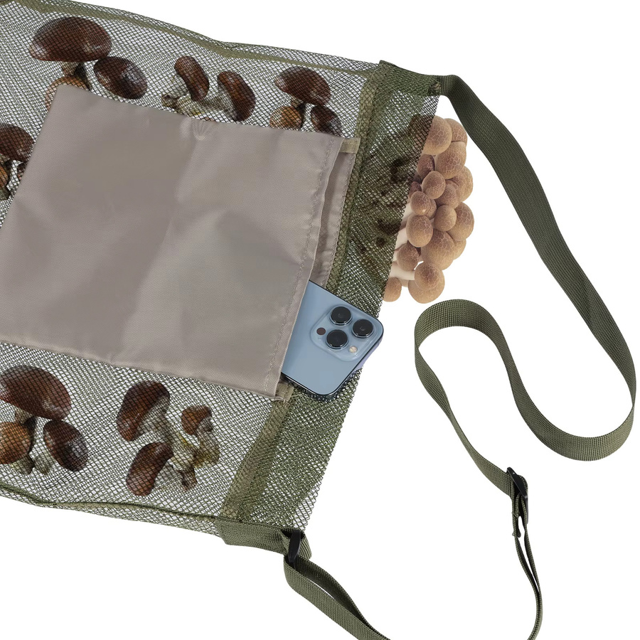 Willkey Mehrzweck-Aufbewahrungstasche aus Mesh mit Pilz-Design und verstellbarem Schultergurt, Schwarz, B: 43,0 cm, T: 40,0 cm - Bild 3