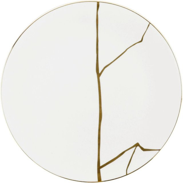 Mömax Speiseteller Onix aus Porzellan in Weiß/Goldfarben Durchmesser: 27 cm - Bild 1