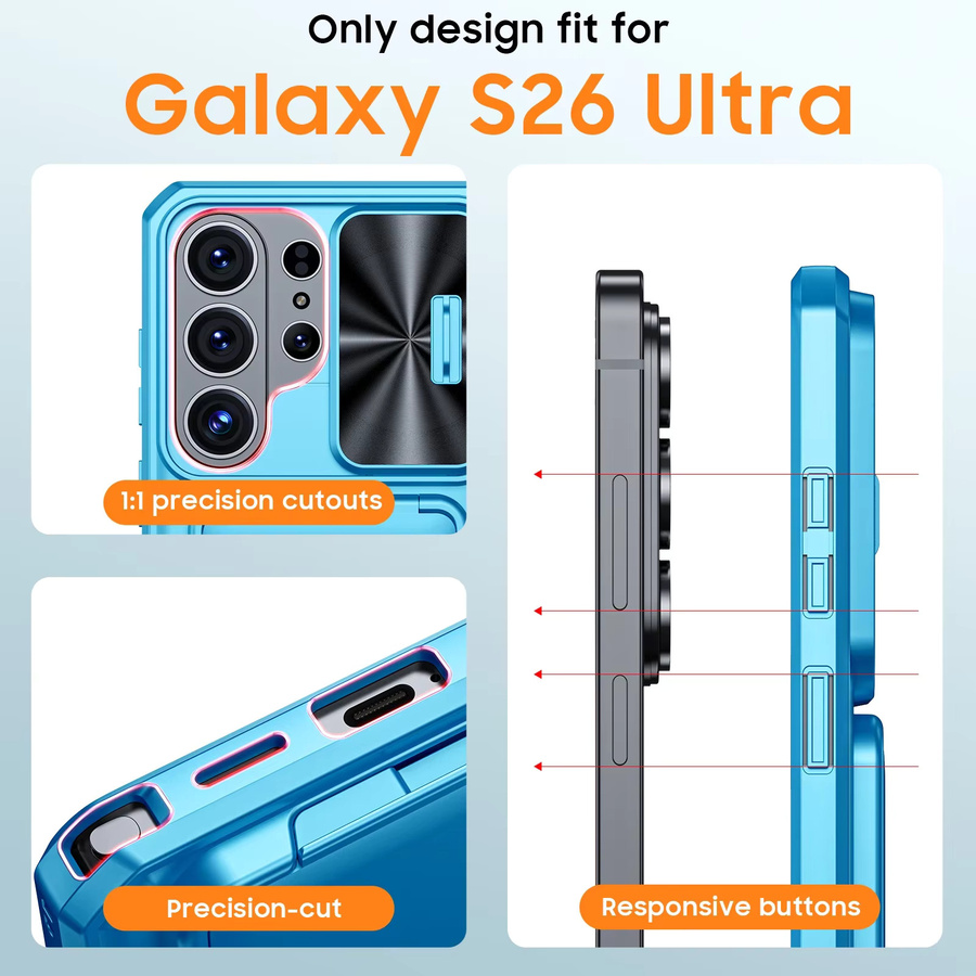 BANGZAO Handyhülle für Samsung Galaxy S26 Ultra mit Kamerahalter, stoßfeste TPU Schutzhülle, Hellblau - Bild 2