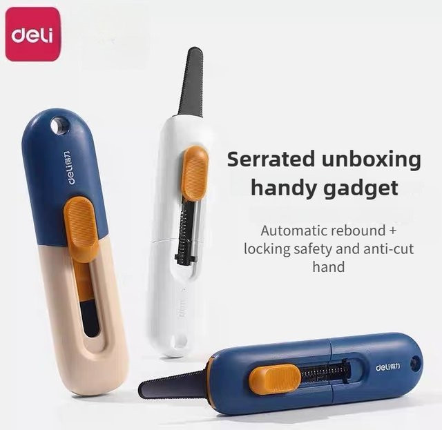 Deli Unboxing Mini-Messer mit gezahnter Klinge in Weiß - Bild 1