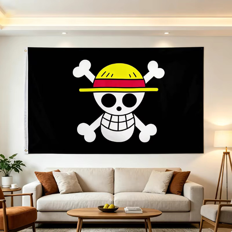 Bandai One Piece Piratenflagge Wanddekoration mit Totenkopf, B: 150 cm, H: 90 cm - Bild 3