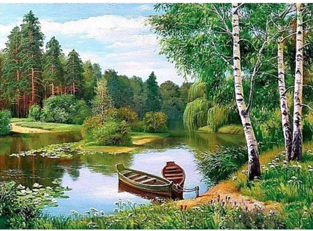 FIYO Diamond Painting Landschaft Wald als 5D Diamantmosaik Dekoration, mehrfarbig, B/H: 30 x 40 cm - Bild 1
