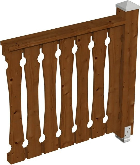 Skan Holz Balkonschalung Brüstung aus Fichte in Nussbaum, B: 108 cm, H: 96 cm - Bild 1