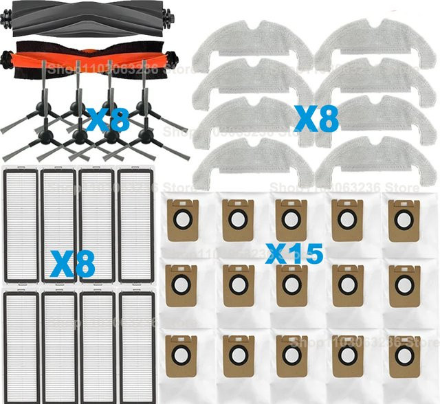 Dreame Bot D10s Plus und D9 Plus Zubehör-Set mit Hauptseitenbürsten, Wischtüchern, HEPA-Filtern und Staubbeuteln - Bild 1