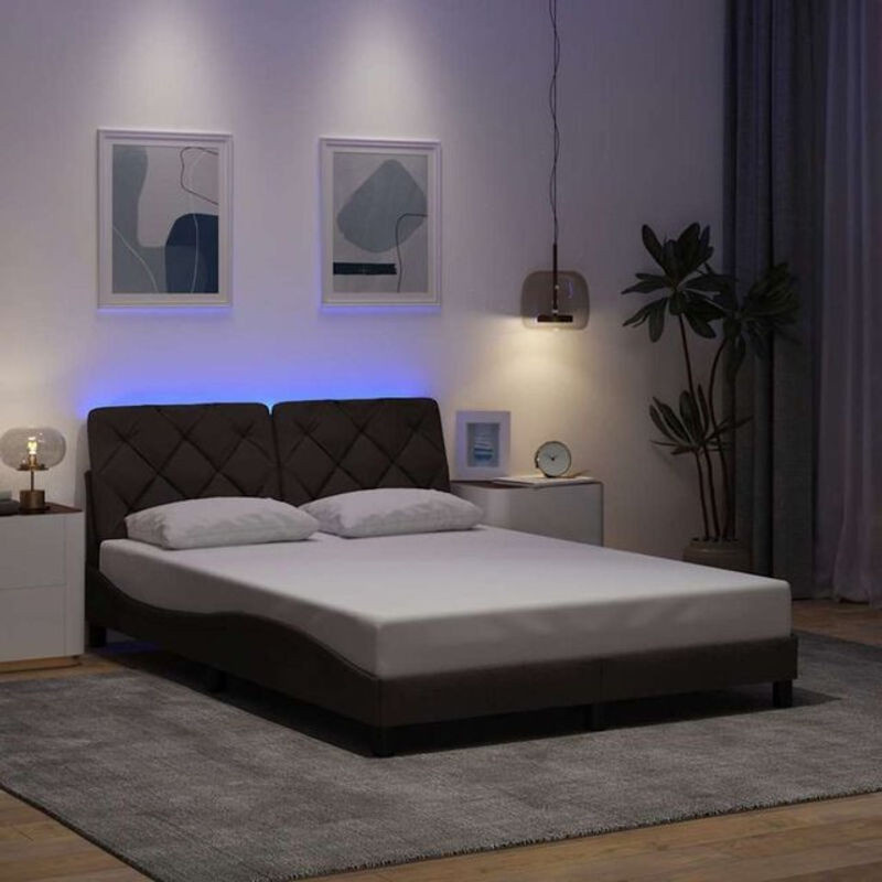Modernes Polsterbett mit LED von vidaxl in Braun aus Stoff und Holzwerkstoff, B/T: 120 x 200 cm - Bild 1
