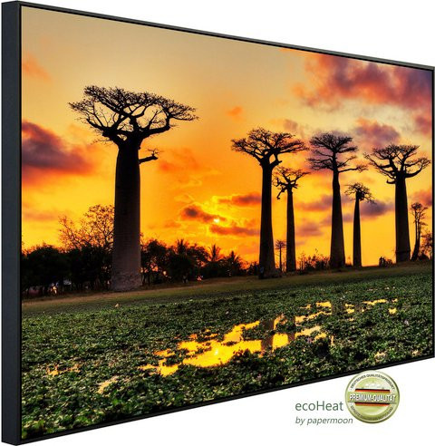 papermoon EcoHeat Infrarotheizung Baobabs Bäume Afrikanischer Sonnenuntergang, bunt mit Matt-Effekt, App-Steuerung und Überhitzungsschutz, B/H/T: 60 x 50 x 50 cm - Bild 1