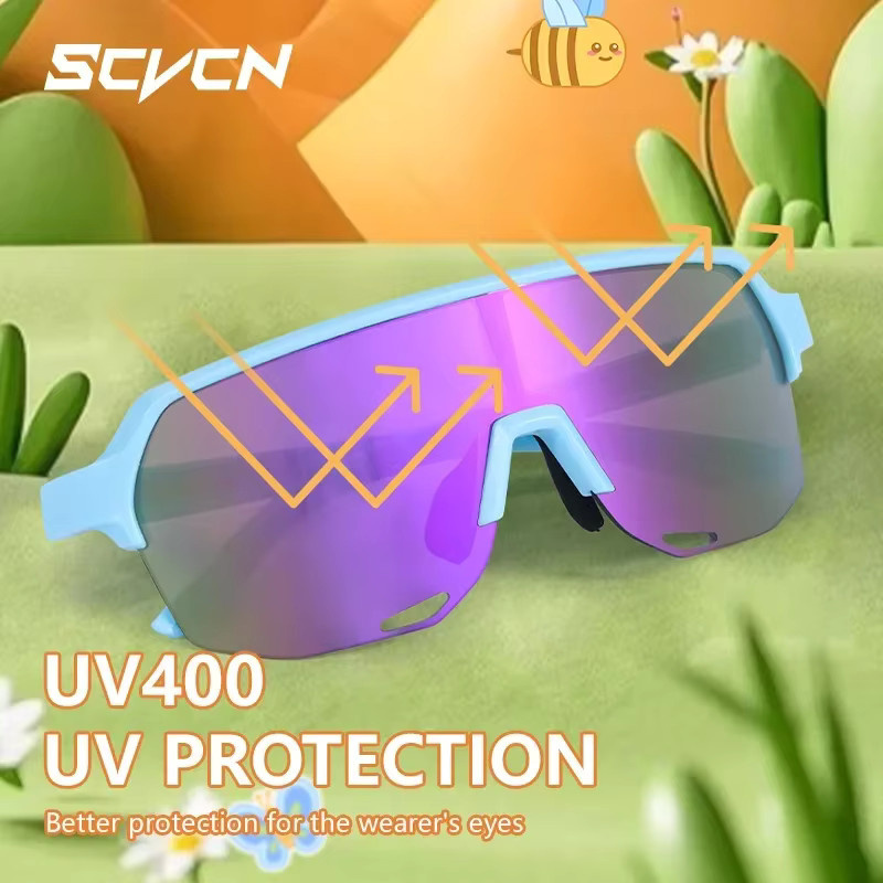 Scvcn Sportsonnenbrille Kinder, Vollrand, Kunststoff, UV400 - Bild 2