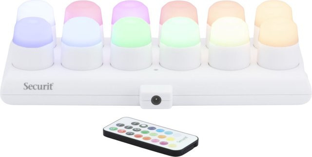 Securit Amsterdam LED-Kerzen 12er-Set, mehrfarbig, inklusive Fernbedienung und magnetischer Ladestation, L x B x H: 13,5 x 30 x 7,5 cm - Bild 1