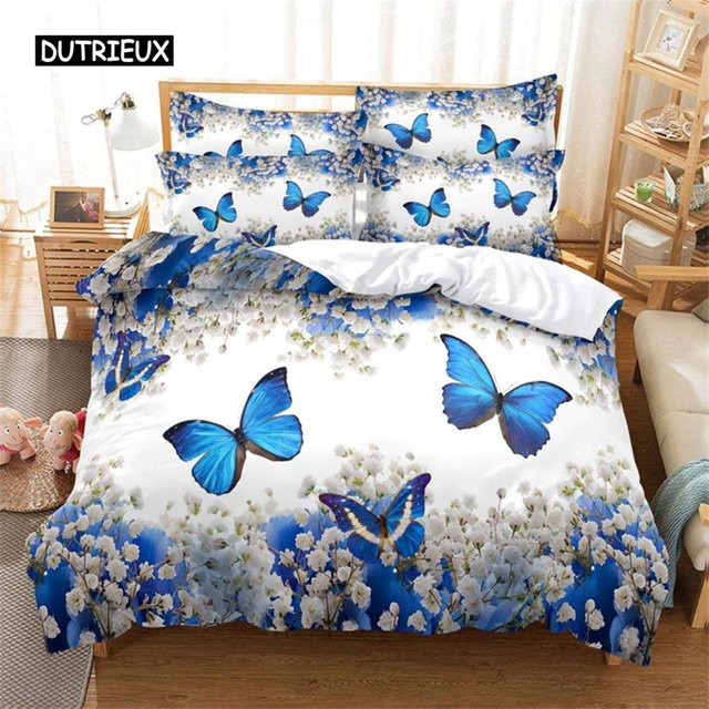 Tagesdecke mit Schmetterling-Print aus feiner Mikrofaser, Design Goldener Schmetterling, Doppelgröße Queen AU Double, B: 180 cm, H: 210 cm - Bild 1