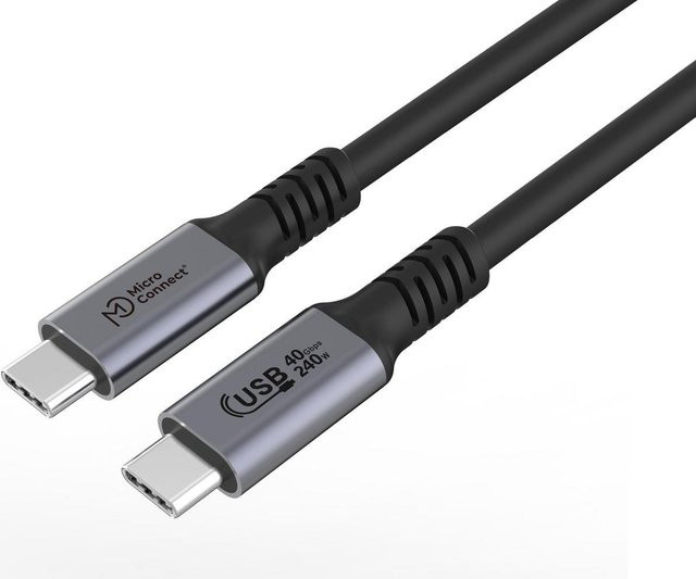 MicroConnect USB-C auf USB-C Kabel USB4 Gen3x2 5A Schwarz 3,0m (USB4CC3-240W) - Bild 1