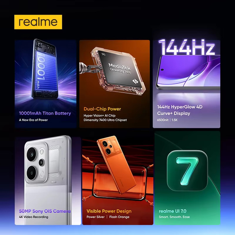 realme P4 Power 5G Smartphone EU-Version in Silber mit 6,8 Zoll 144Hz Gebogenem Display, Dimensity 7400 Ultra Chipsatz und 50MP Sony Kamera - Bild 2