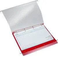 BOI Hängemappe stationär click 2 mit 2 Ringen und Rundmechanik in Rot, A4, transparent - Bild 1