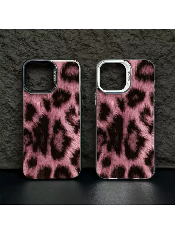 iPhone Hülle mit Rosa Leopardenmuster und schwarzer Galvanisierung für iPhone 11 bis iPhone 17 Pro Max - Bild 4