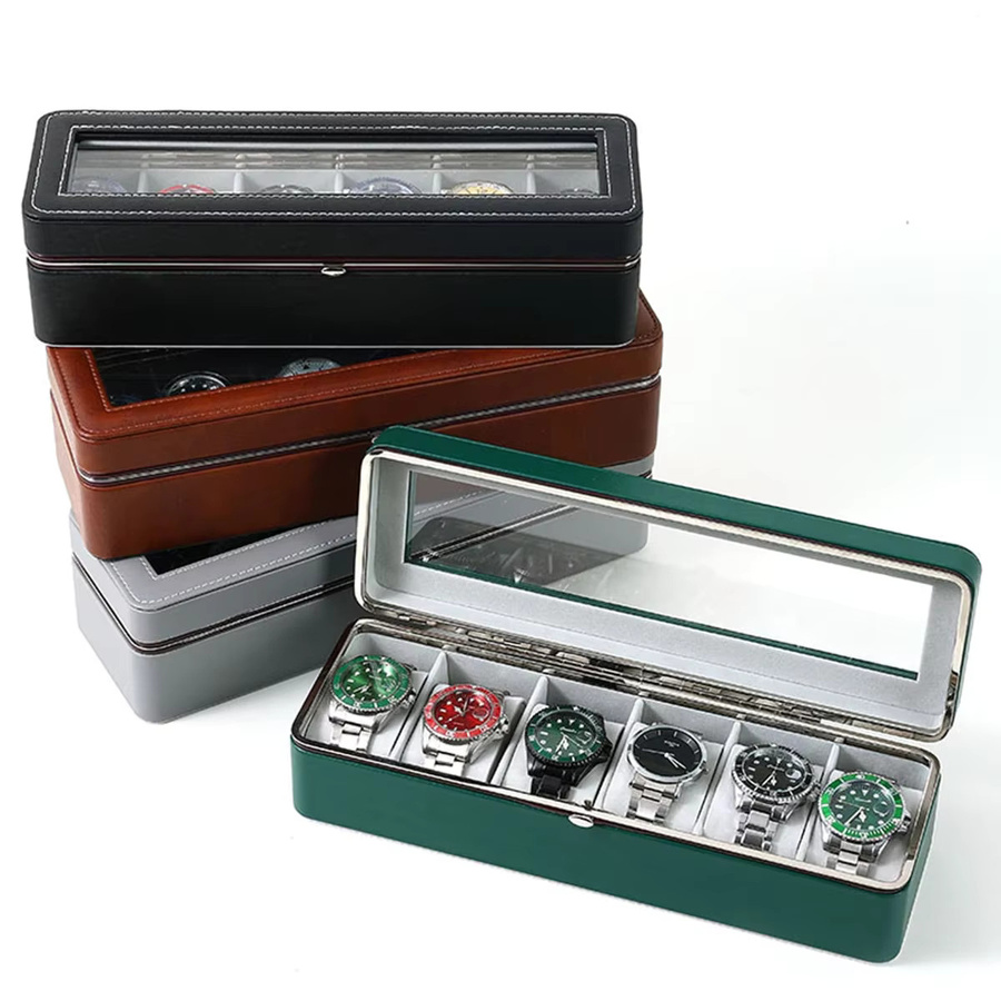 FancyWrist Uhrenbox aus PU-Leder mit 6 Slots und abnehmbaren Kissen zur Aufbewahrung von Uhren und Schmuck - Bild 5
