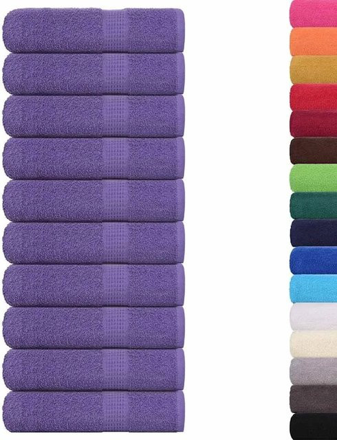 vidaXL Duschtücher 10er Set aus 100% Baumwolle in Lila, B/H: 70 x 140 cm, 360 g/m² - Bild 1